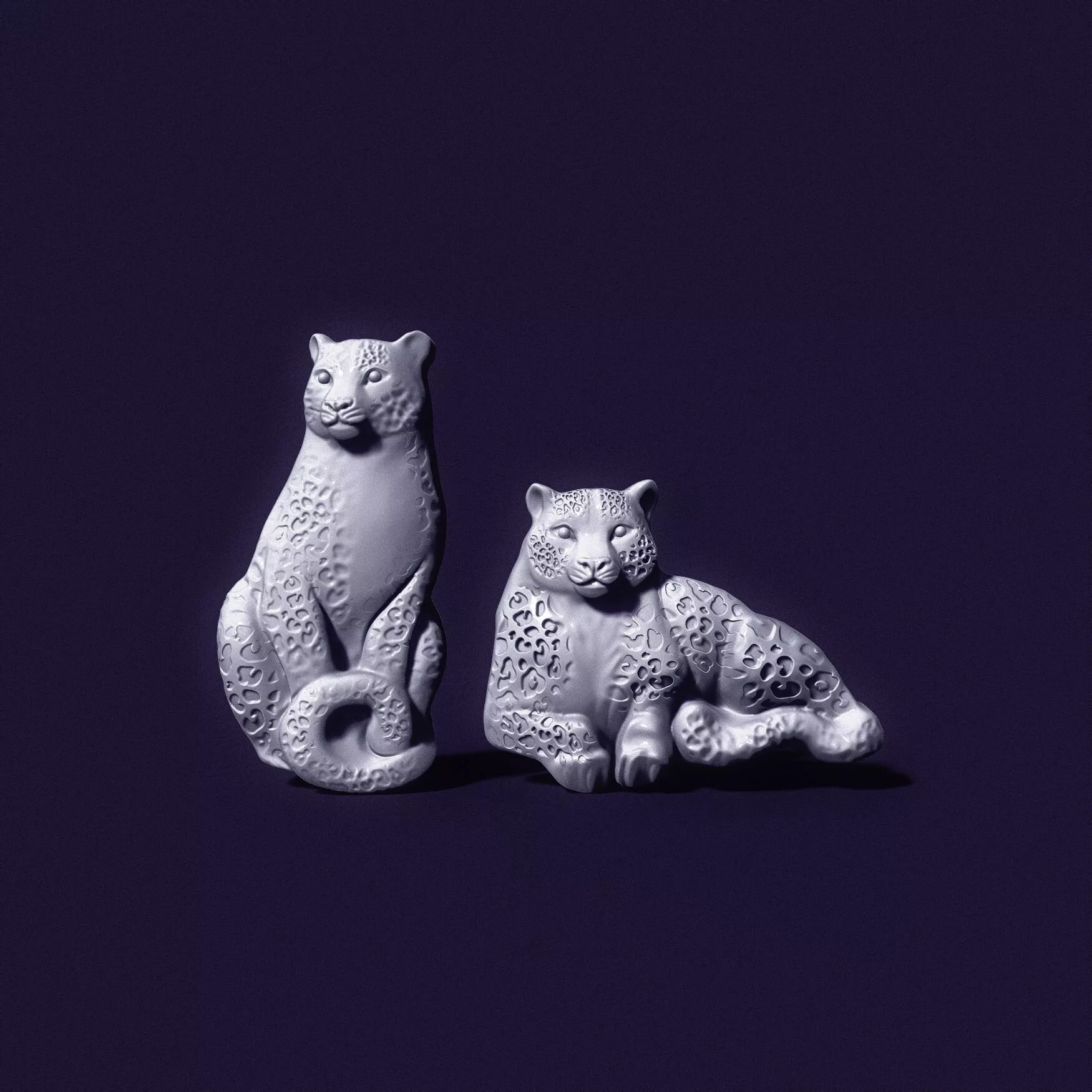 Two leopard bas-reliefs for casting 3D print model