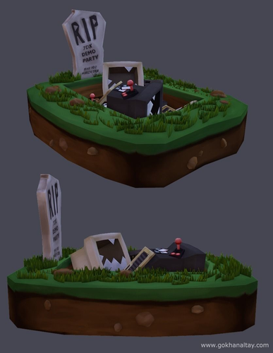 Computer Part Grave Low-poly 3D model