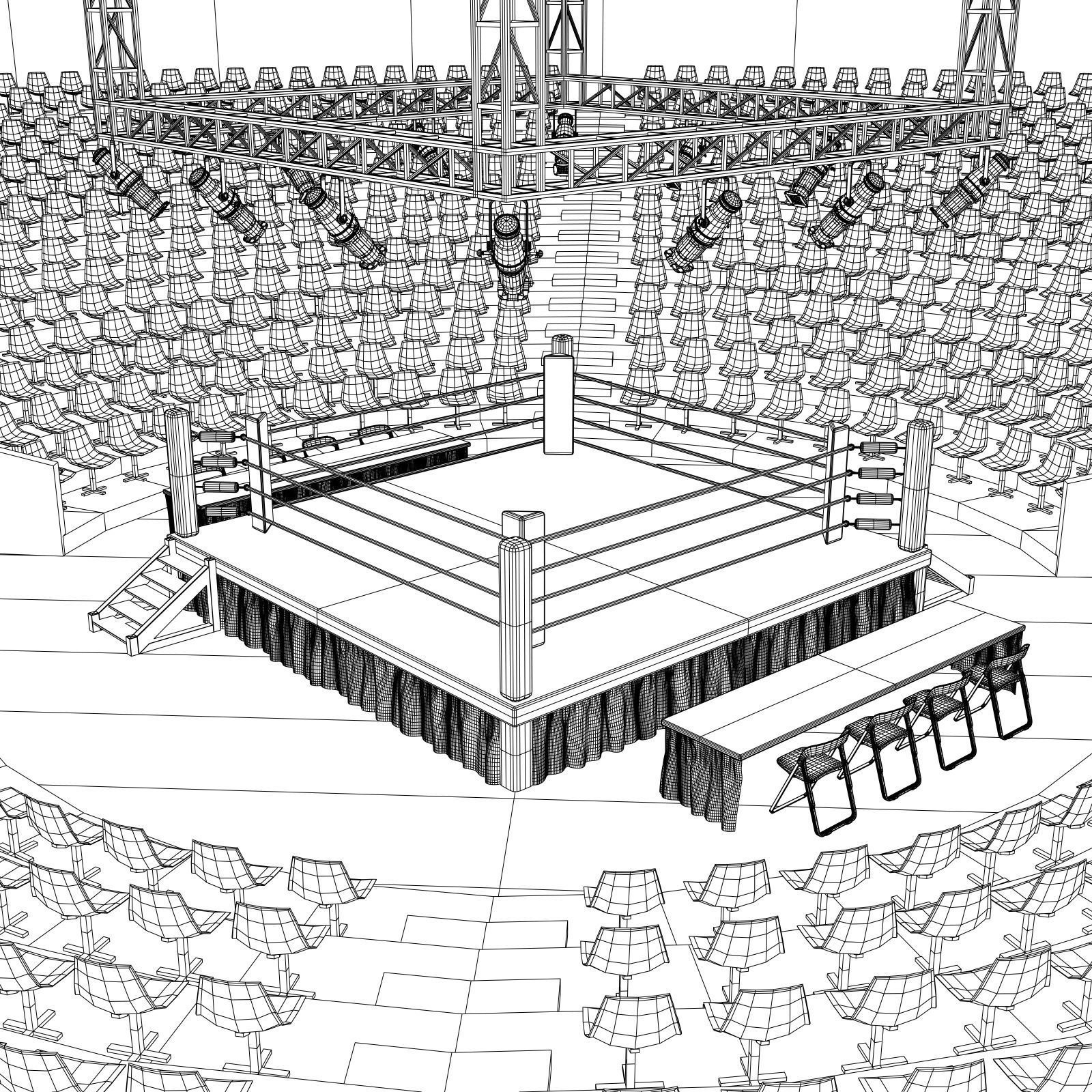 boxing ring Low-poly 3D model_10