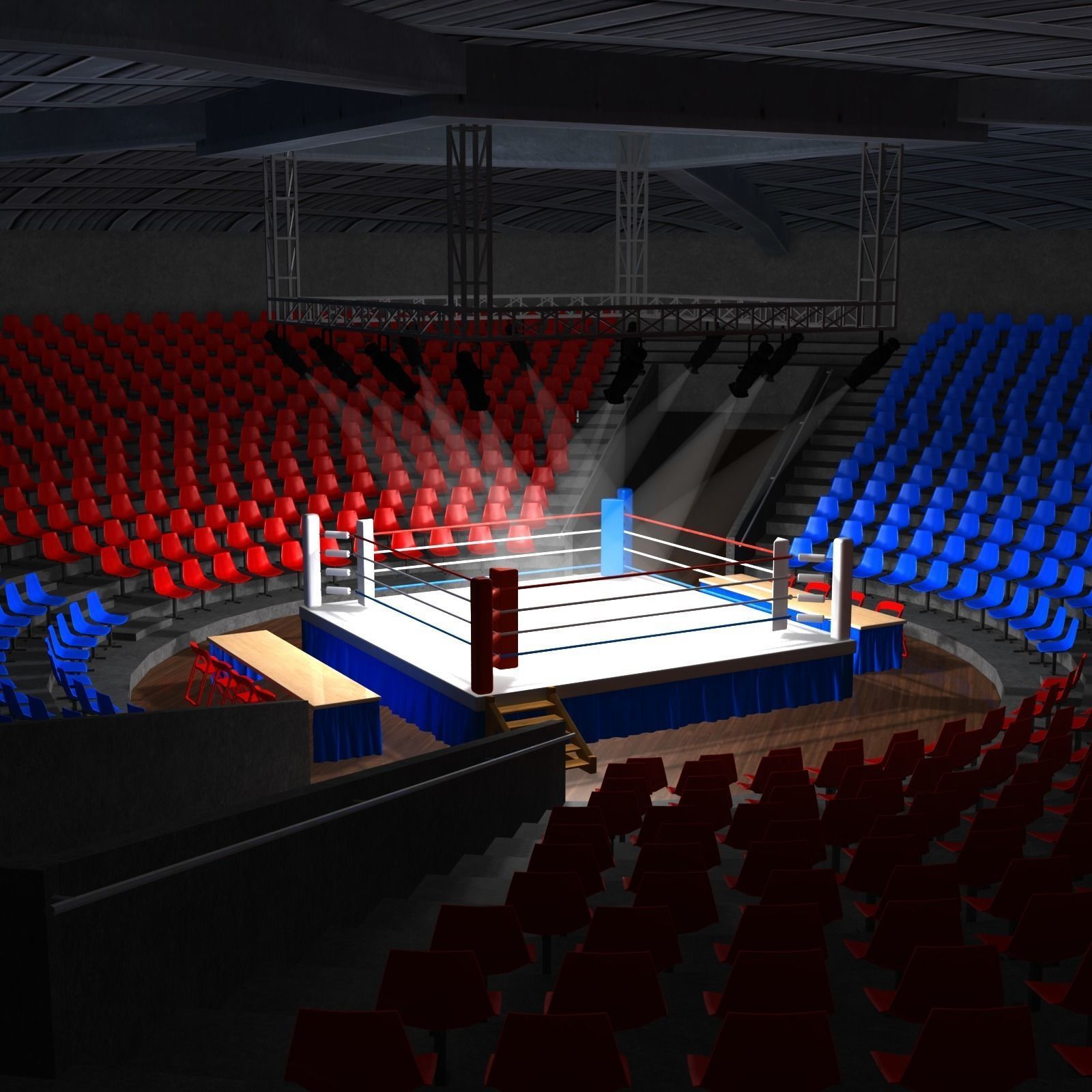boxing ring Low-poly 3D model_3