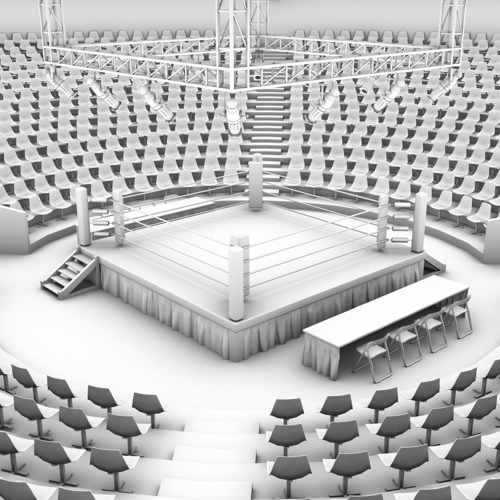 boxing ring Low-poly 3D model_8