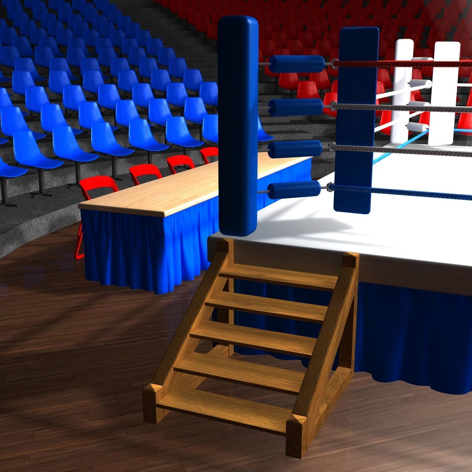 boxing ring Low-poly 3D model_6
