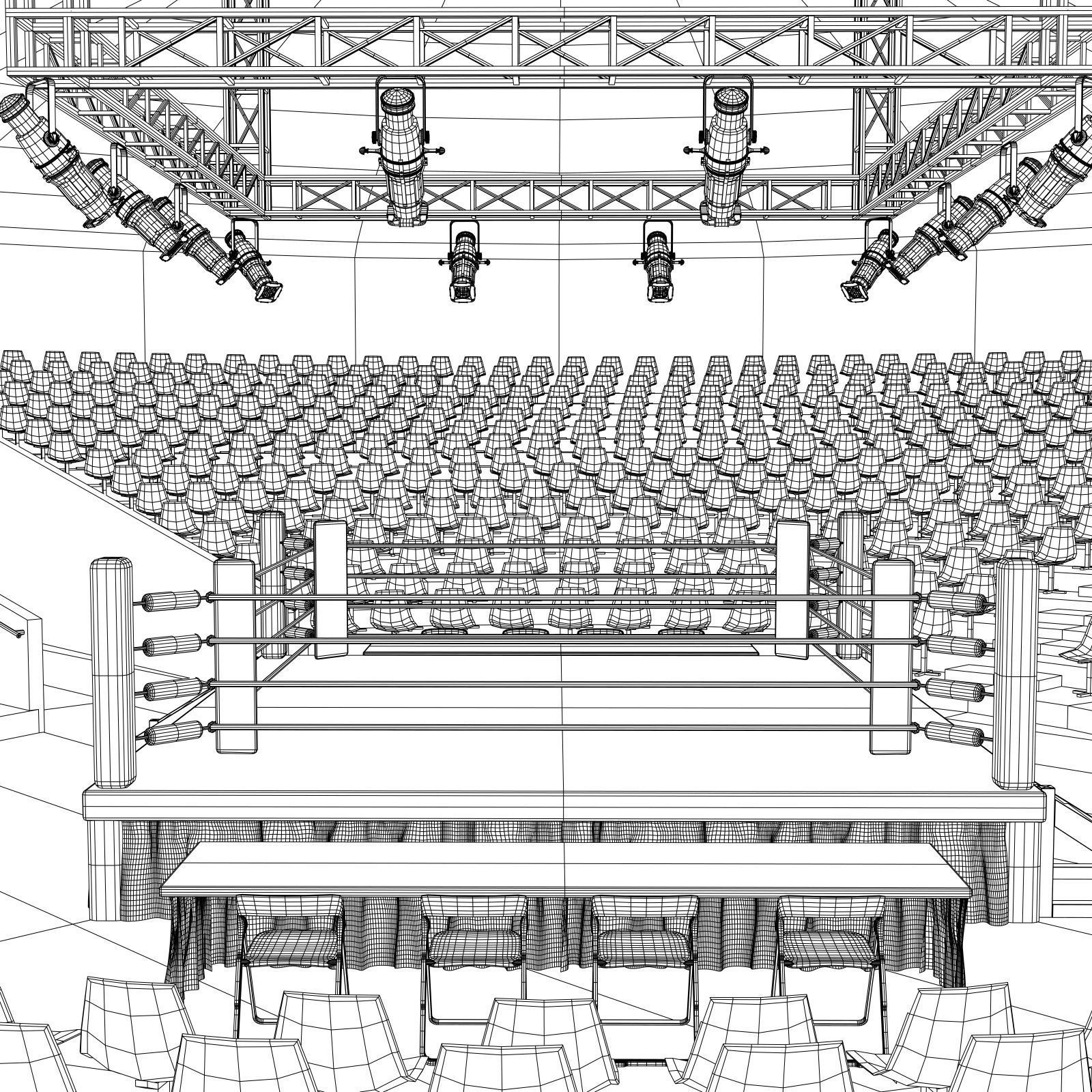 boxing ring Low-poly 3D model_9