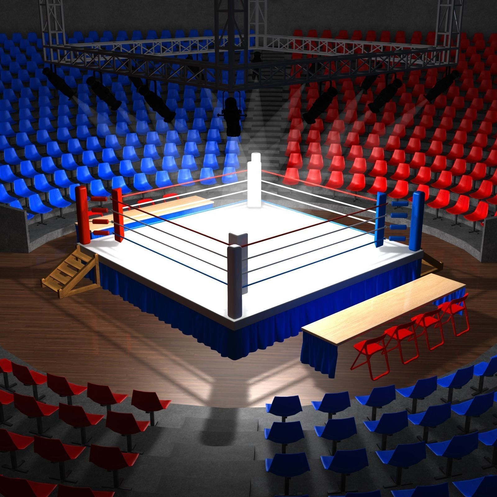 boxing ring Low-poly 3D model_1