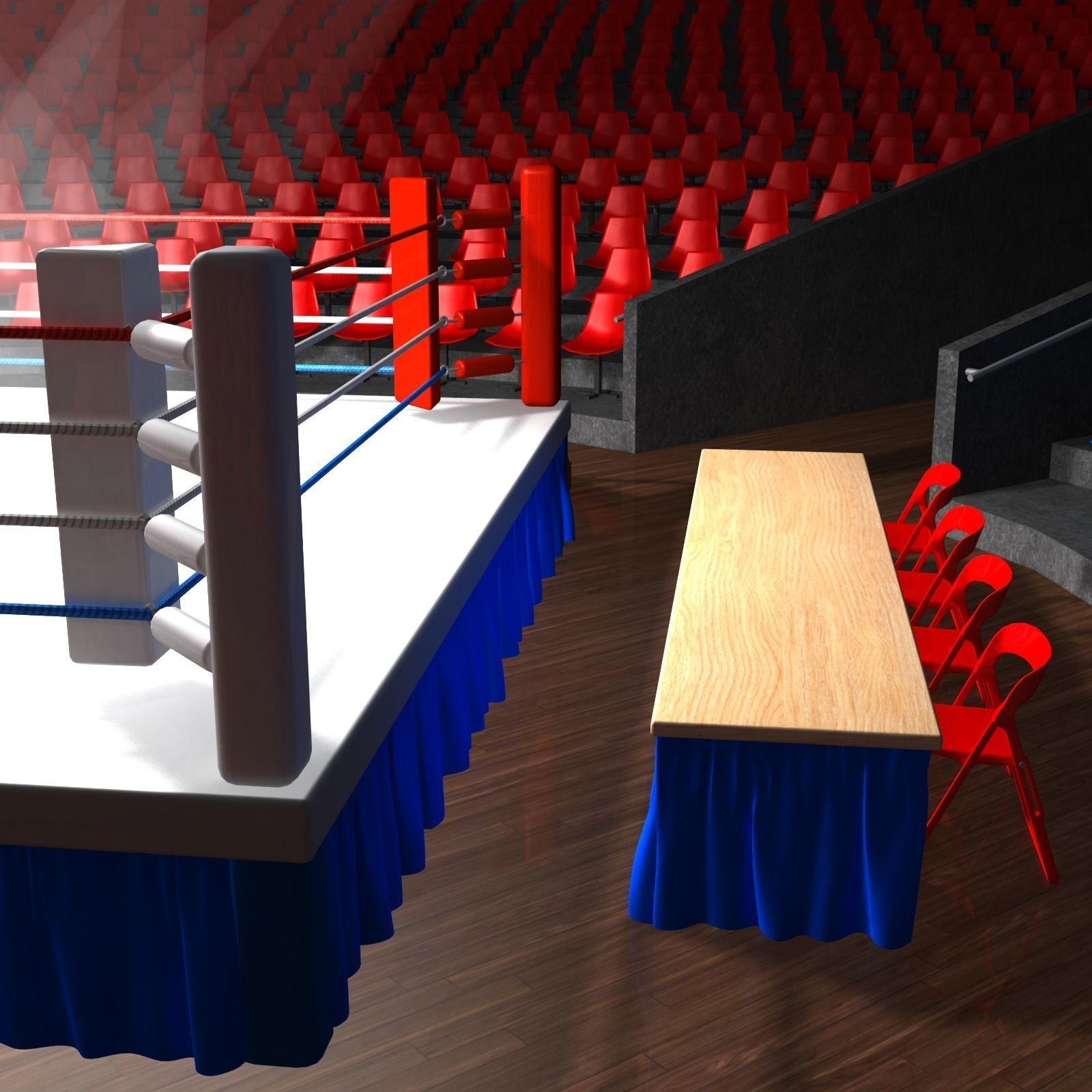 boxing ring Low-poly 3D model_5
