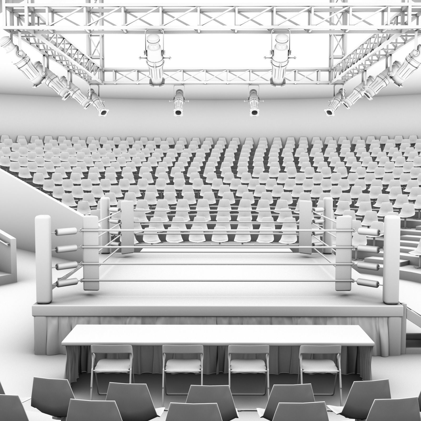 boxing ring Low-poly 3D model_7