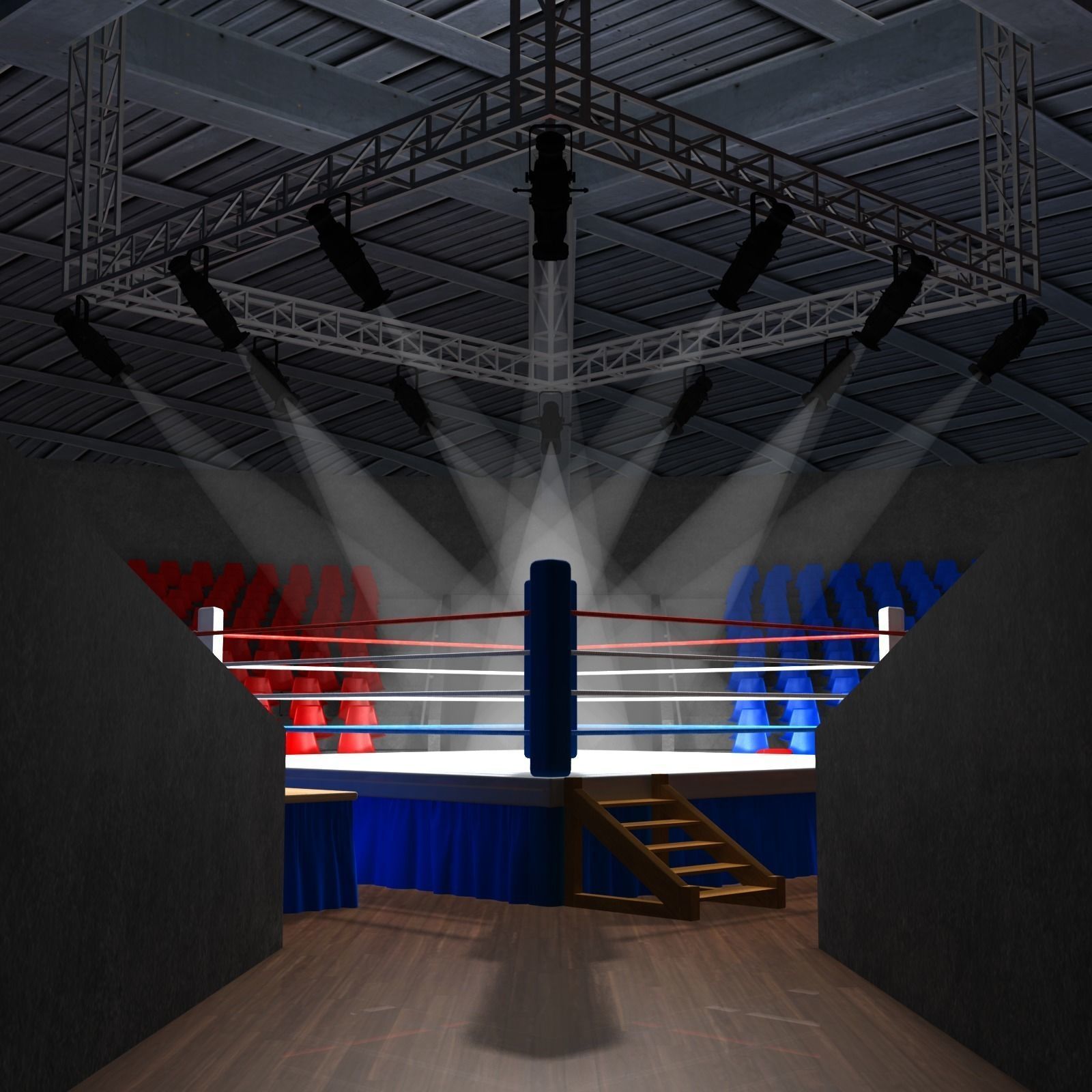 boxing ring Low-poly 3D model_4