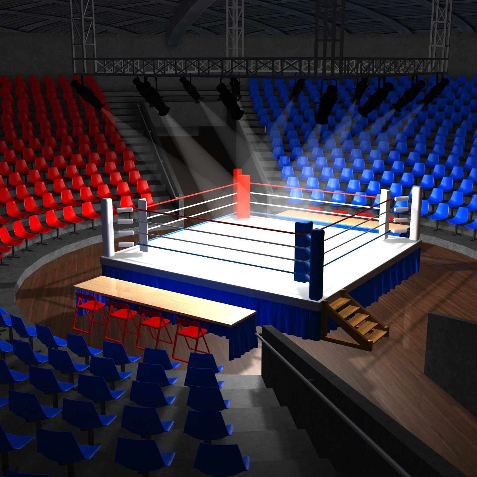 boxing ring Low-poly 3D model_2