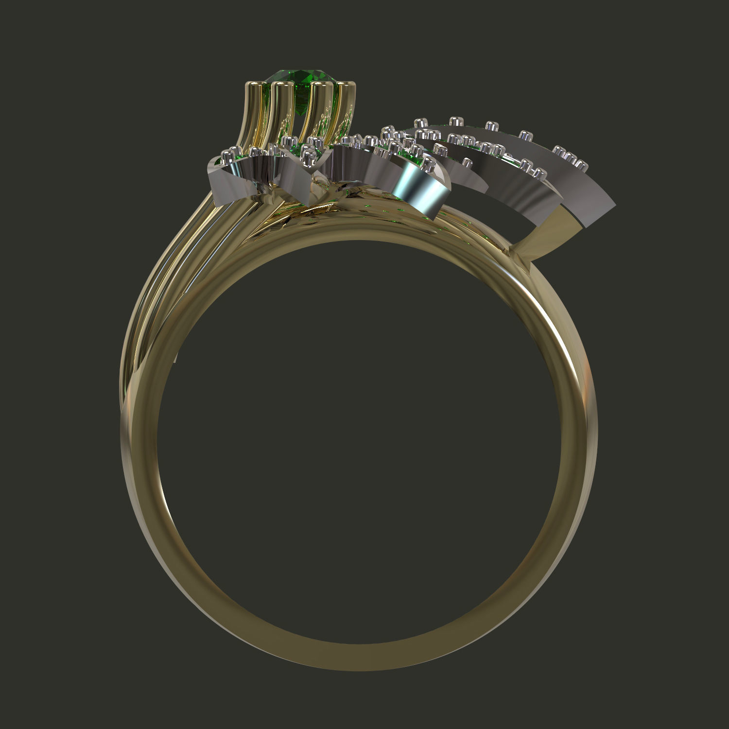 Ring emerald leaf 3D print model_4