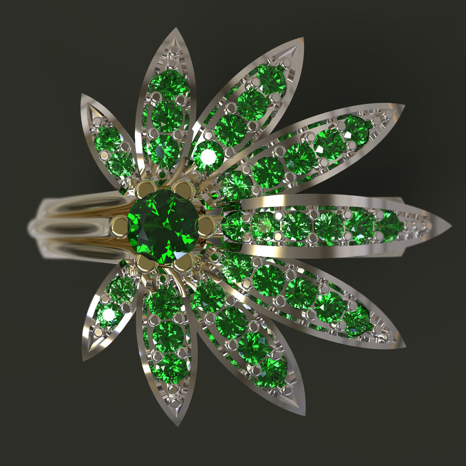 Ring emerald leaf 3D print model_2
