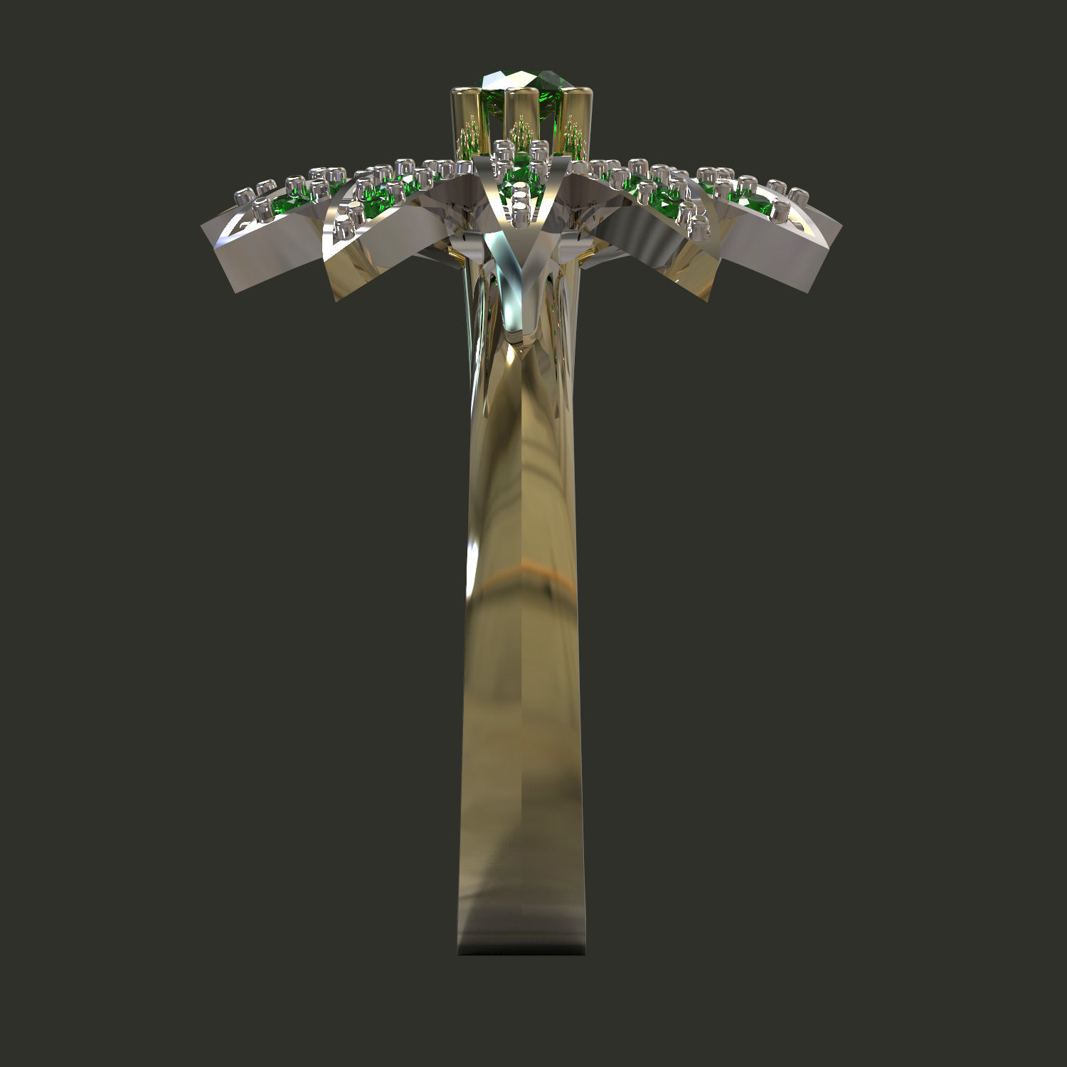 Ring emerald leaf 3D print model_5