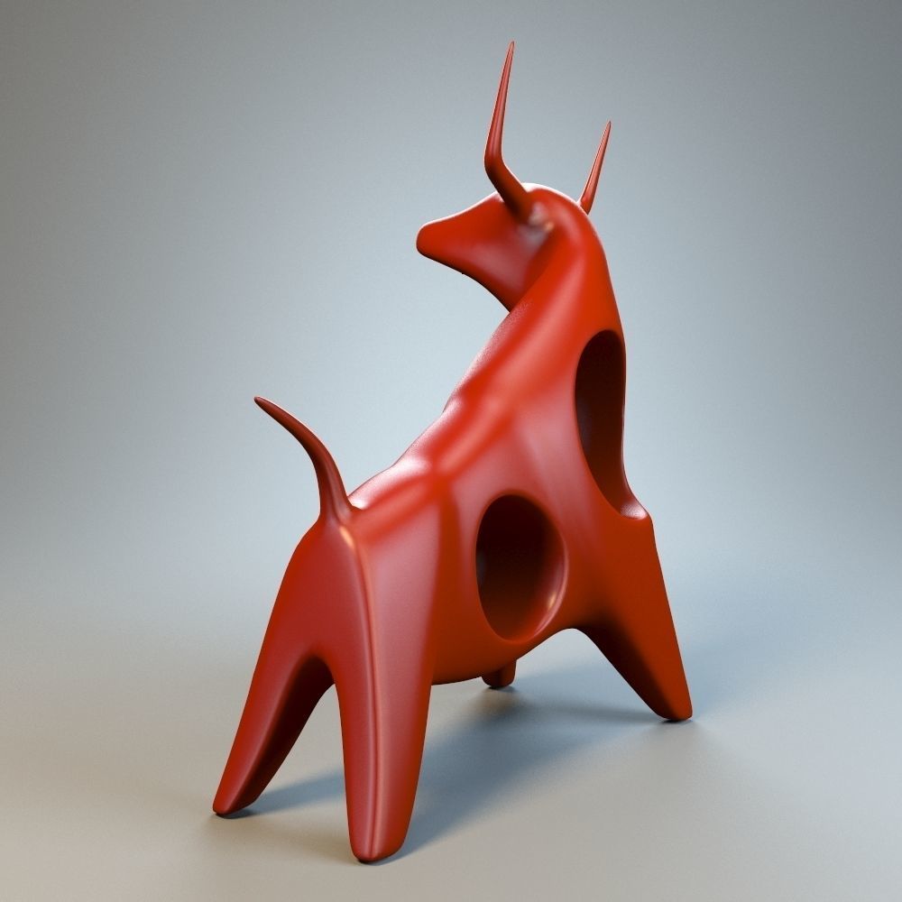Angry bull figurine 3D model_4