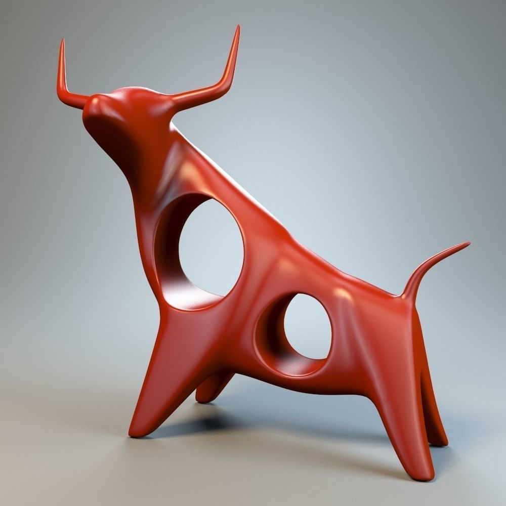 Angry bull figurine 3D model_5