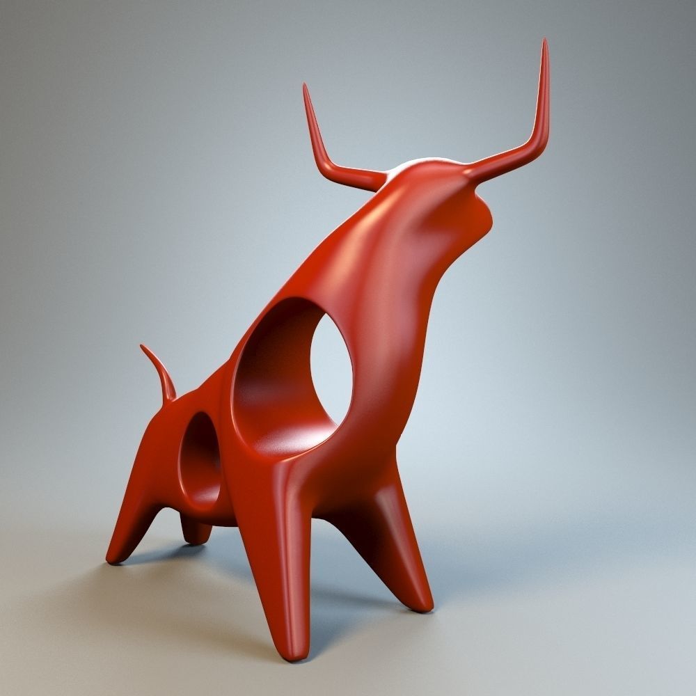 Angry bull figurine 3D model_2