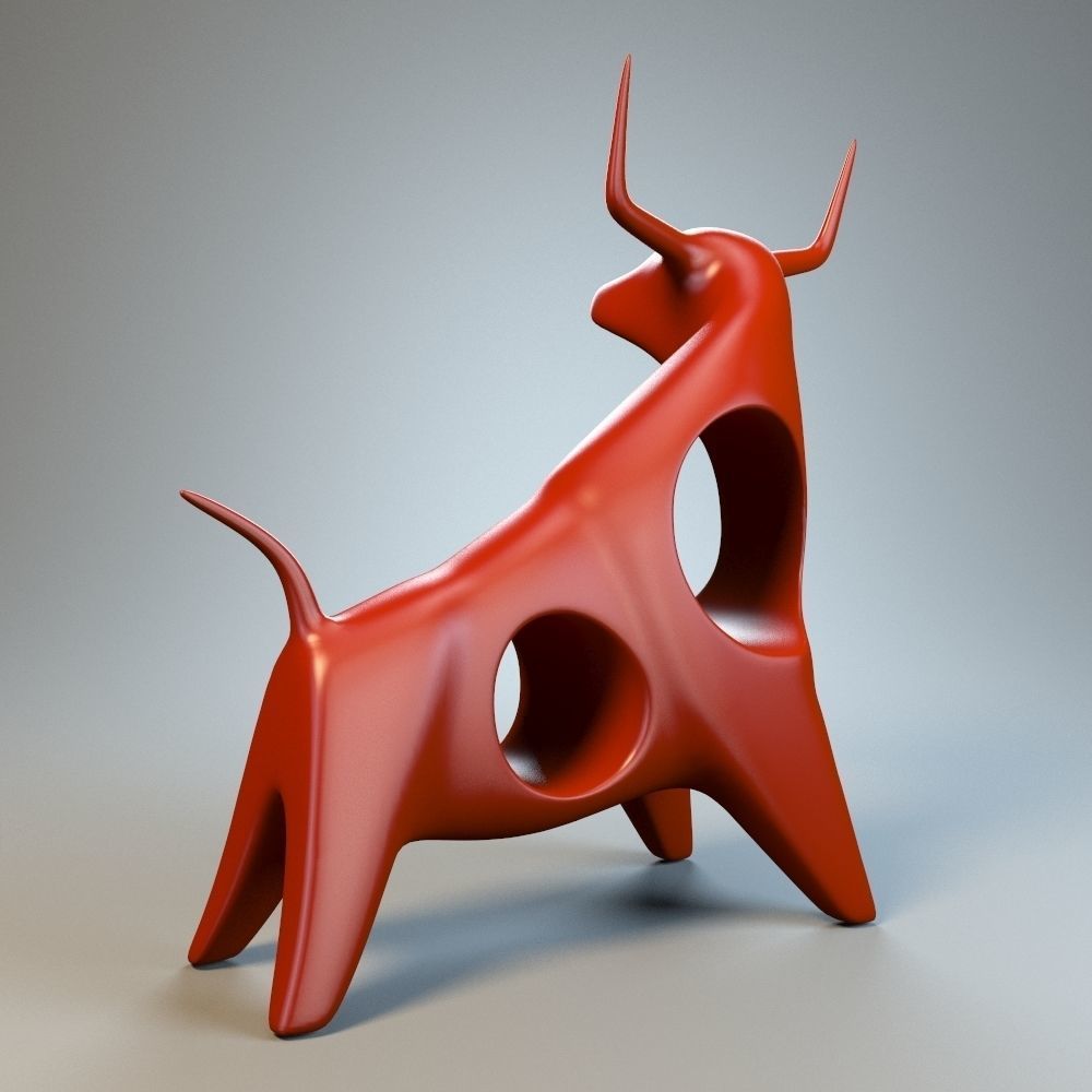 Angry bull figurine 3D model_1