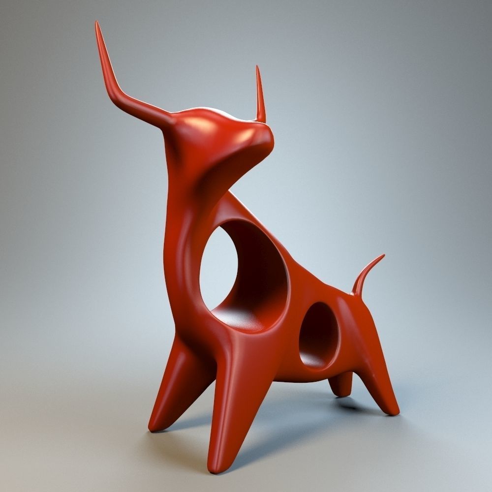 Angry bull figurine 3D model_3
