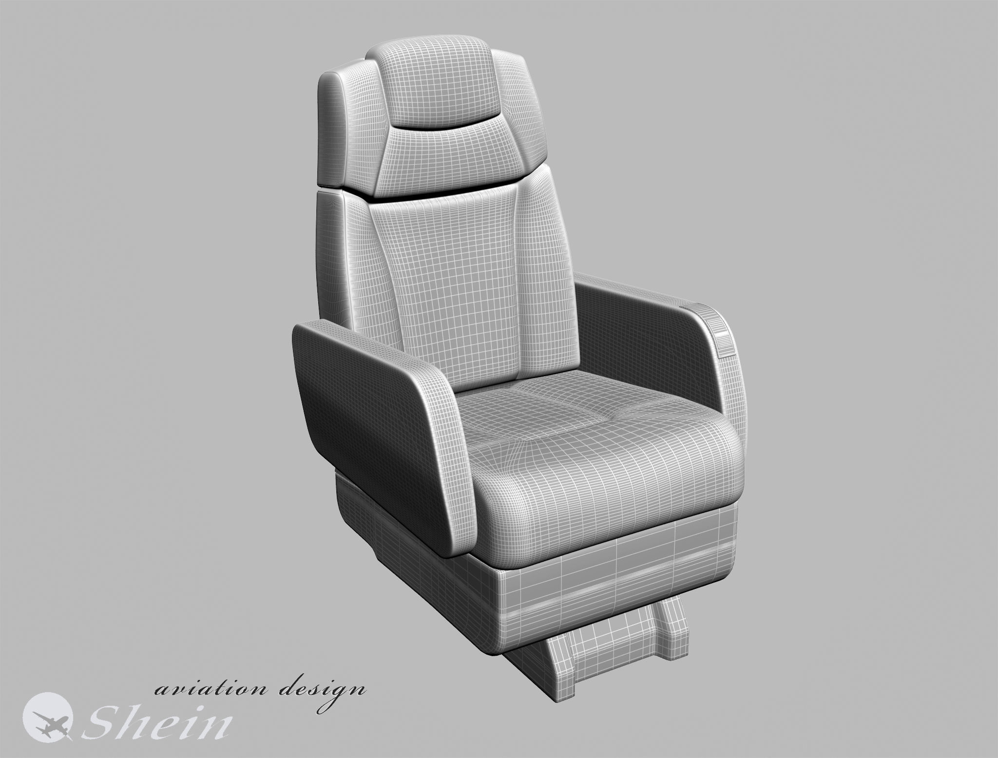 airplane business class seat 3D model_2