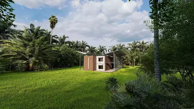 Temporary villa - villa condo - container building 3D model 7
