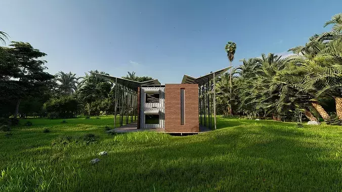 Temporary villa - villa condo - container building 3D model 3