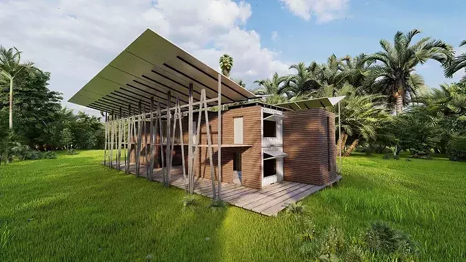 Temporary villa - villa condo - container building 3D model