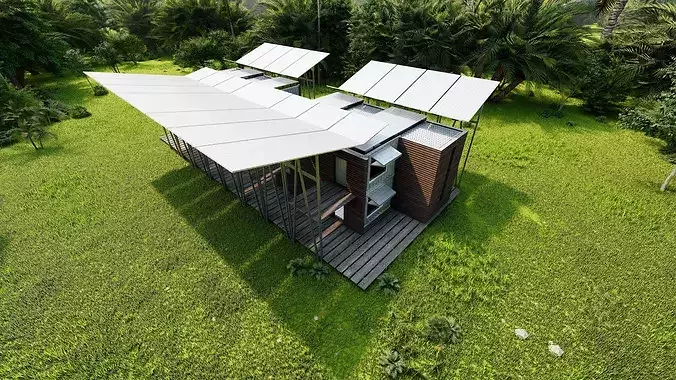 Temporary villa - villa condo - container building 3D model 6
