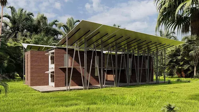 Temporary villa - villa condo - container building 3D model 2
