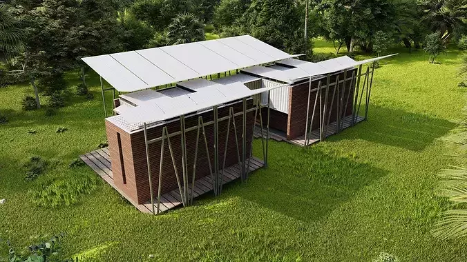 Temporary villa - villa condo - container building 3D model 4