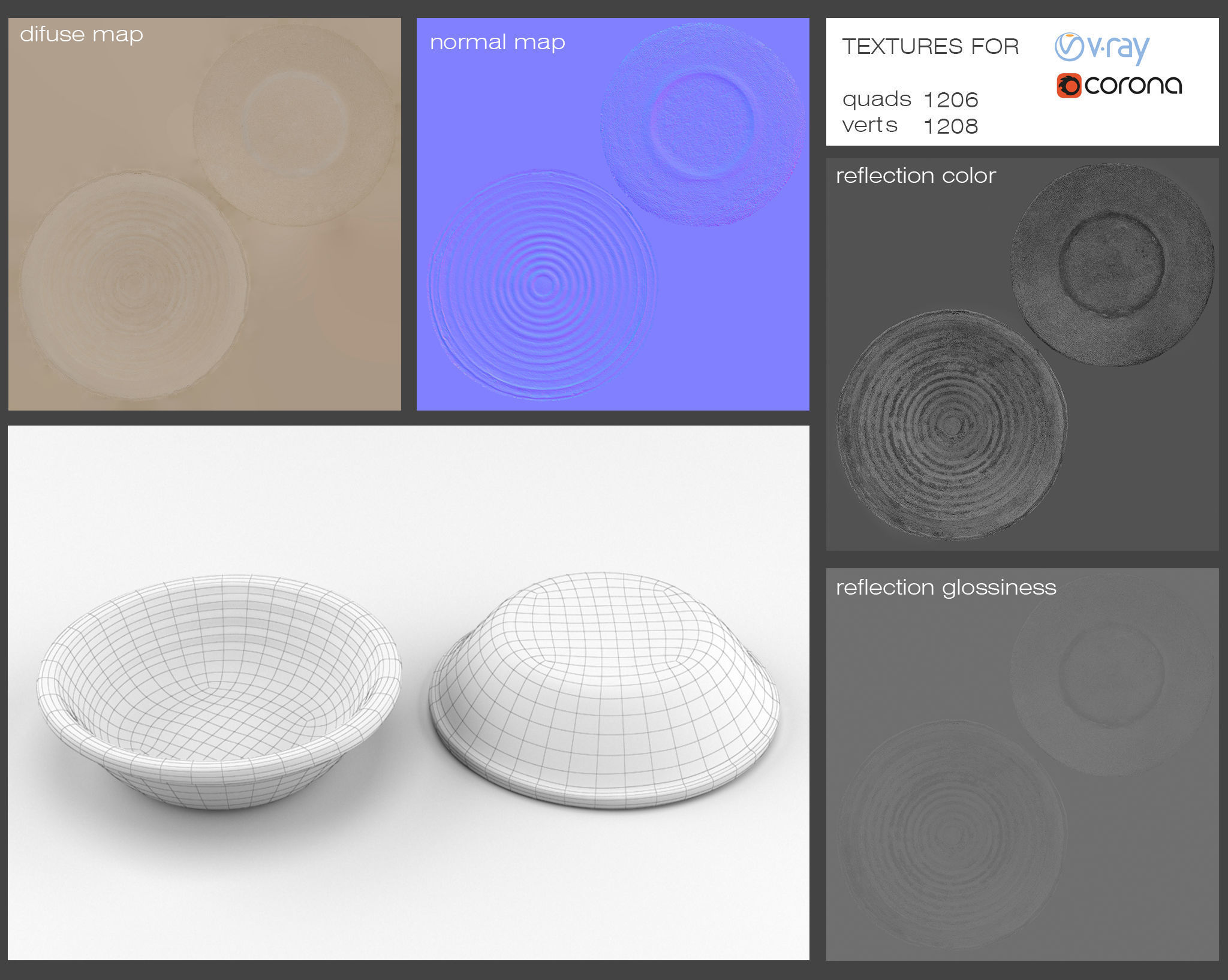Bread Basket Set 3D model_5