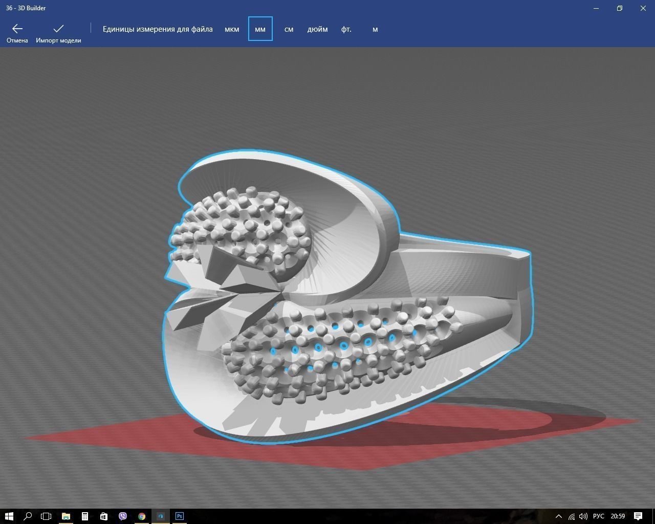 Ring gold with diamonds and sapphires 3D print model_10