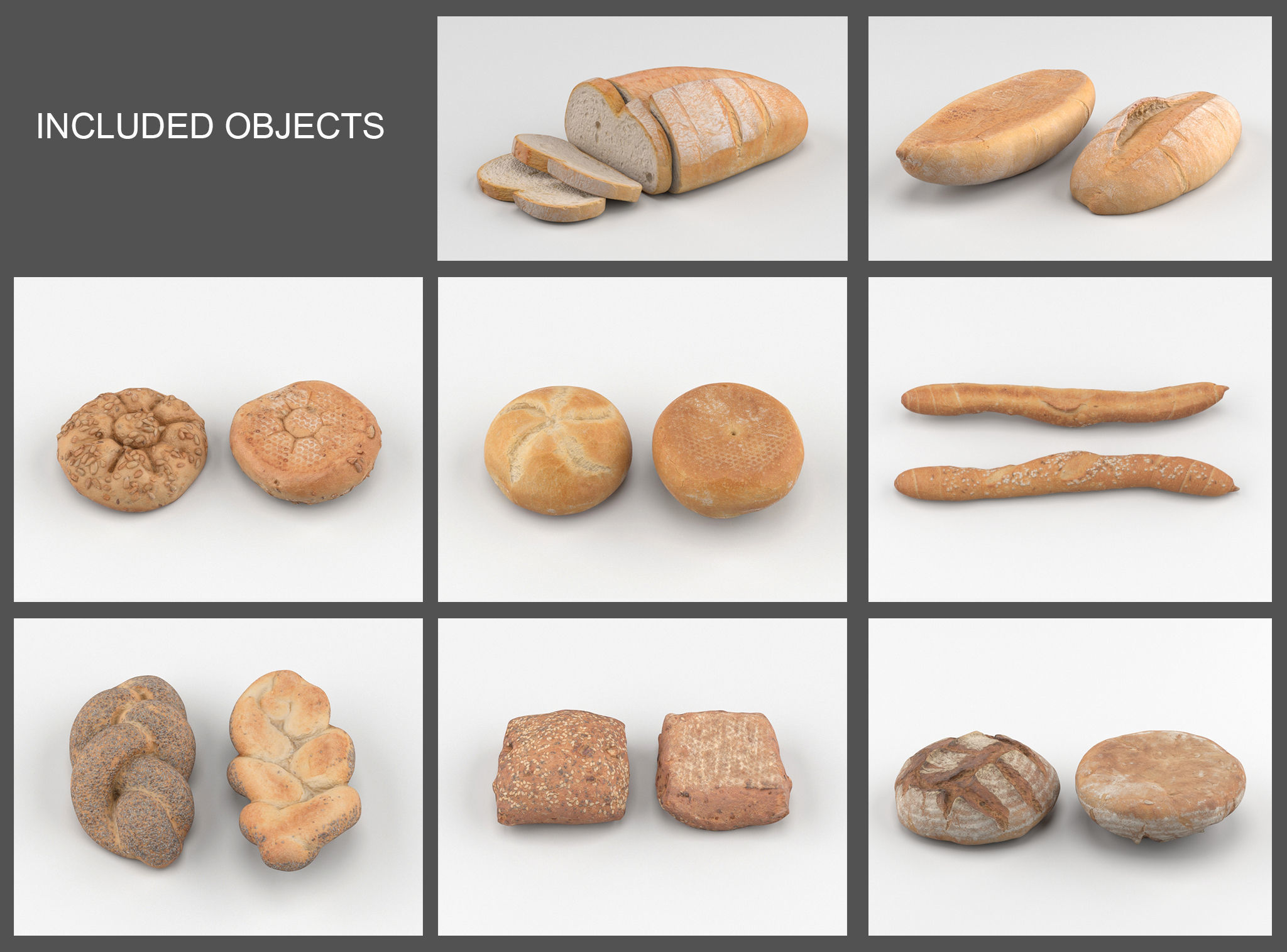 Bread Set breads 3D model_1