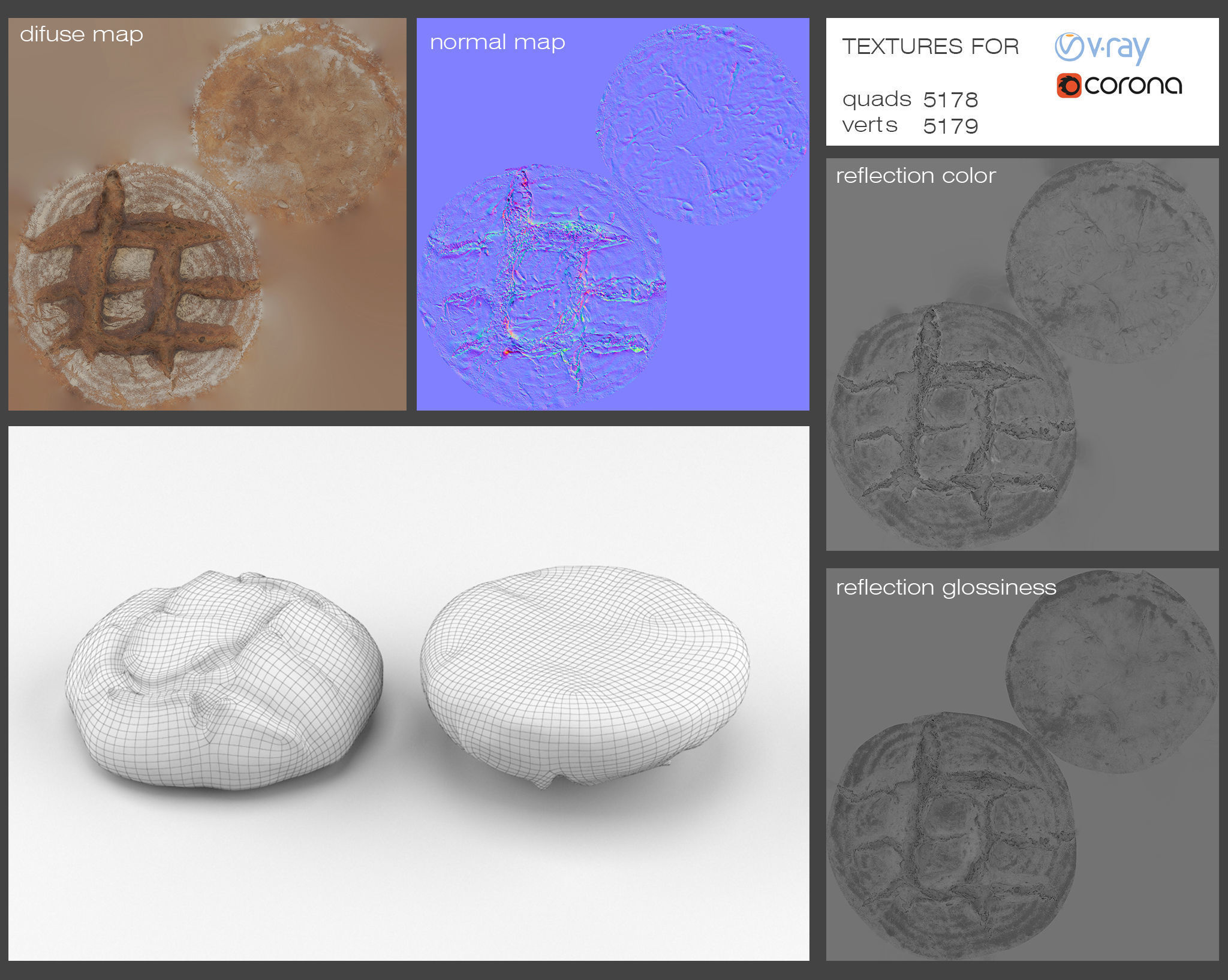 Bread Set breads 3D model_9