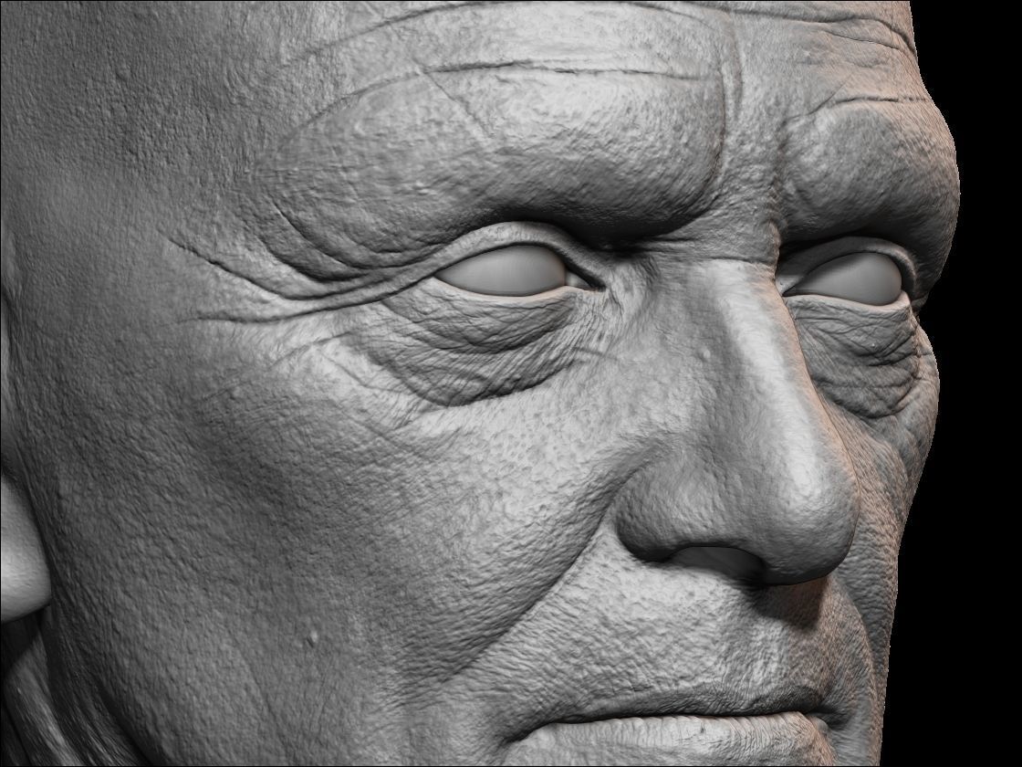 High detailed olde guy face with UV and low poly Low-poly 3D model_4
