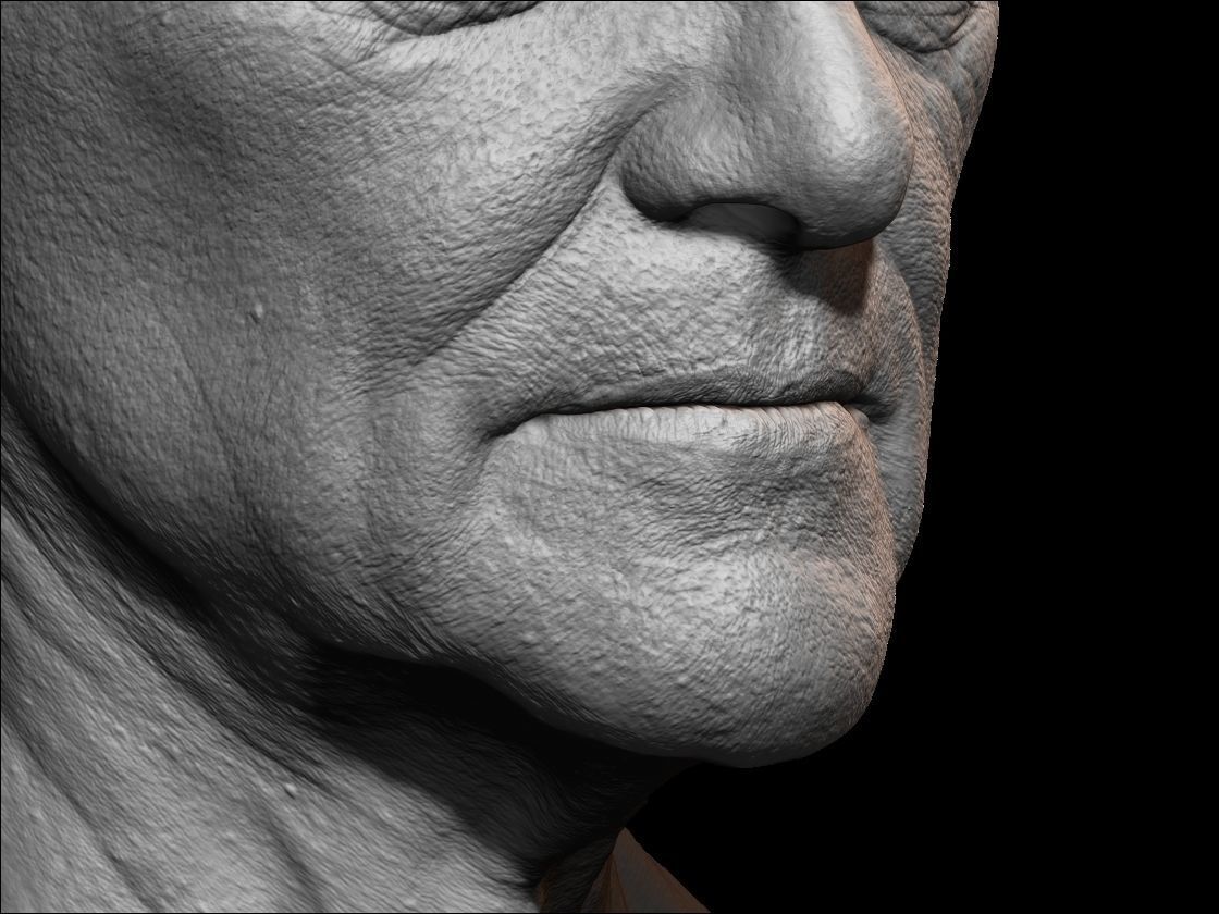 High detailed olde guy face with UV and low poly Low-poly 3D model_3