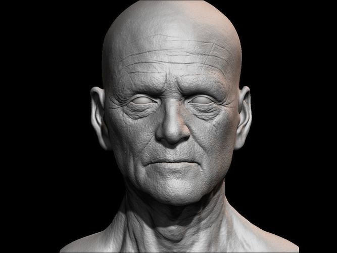 High detailed olde guy face with UV and low poly Low-poly 3D model