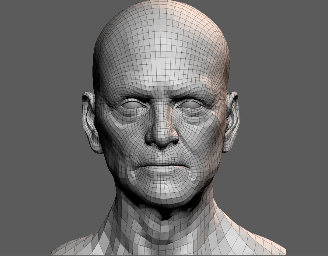 High detailed olde guy face with UV and low poly Low-poly 3D model_5