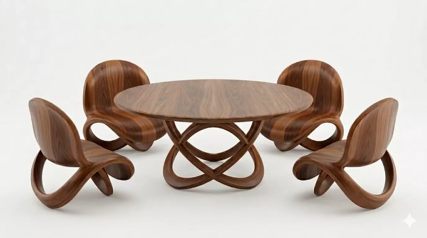 Biomorphic Dining Set 3D Model 3D print model