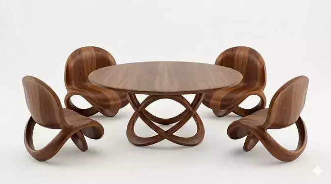 Biomorphic Dining Set 3D Model