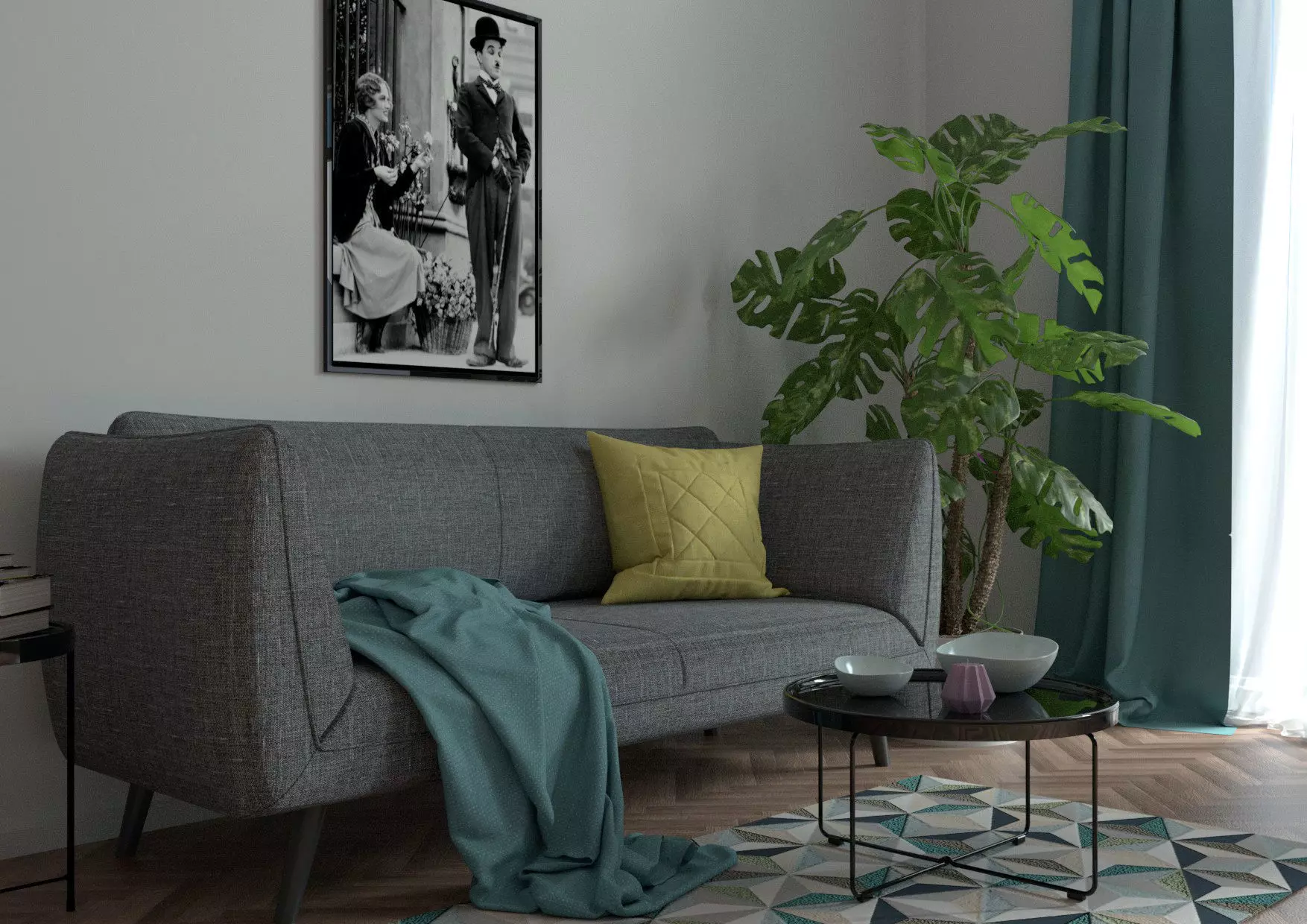 vintage- living room 3D model_0