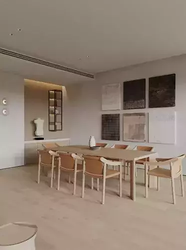 living dining room 3D model 2