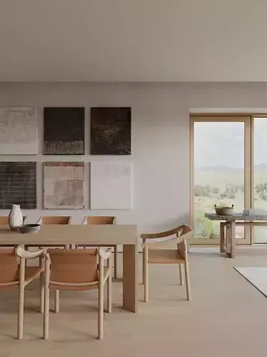 living dining room 3D model 5