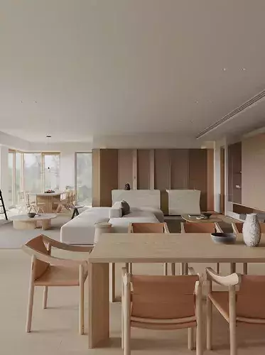 living dining room 3D model 3
