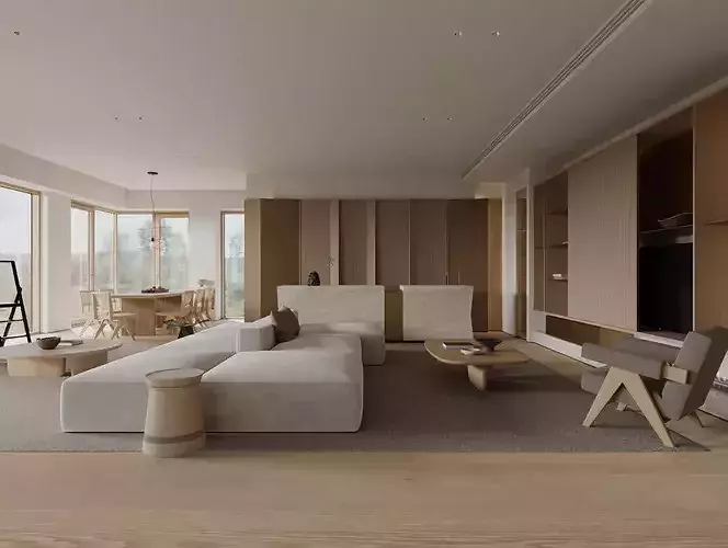 living dining room 3D model 7