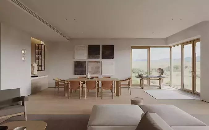 living dining room 3D model 6