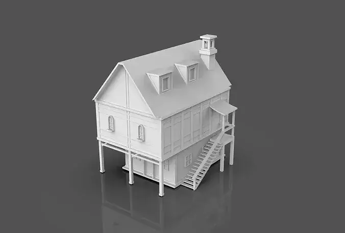 Low Poly Medieval Buildings Set - 2 In 1 Low-poly 3D model 5