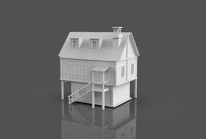 Low Poly Medieval Buildings Set - 2 In 1 Low-poly 3D model 7