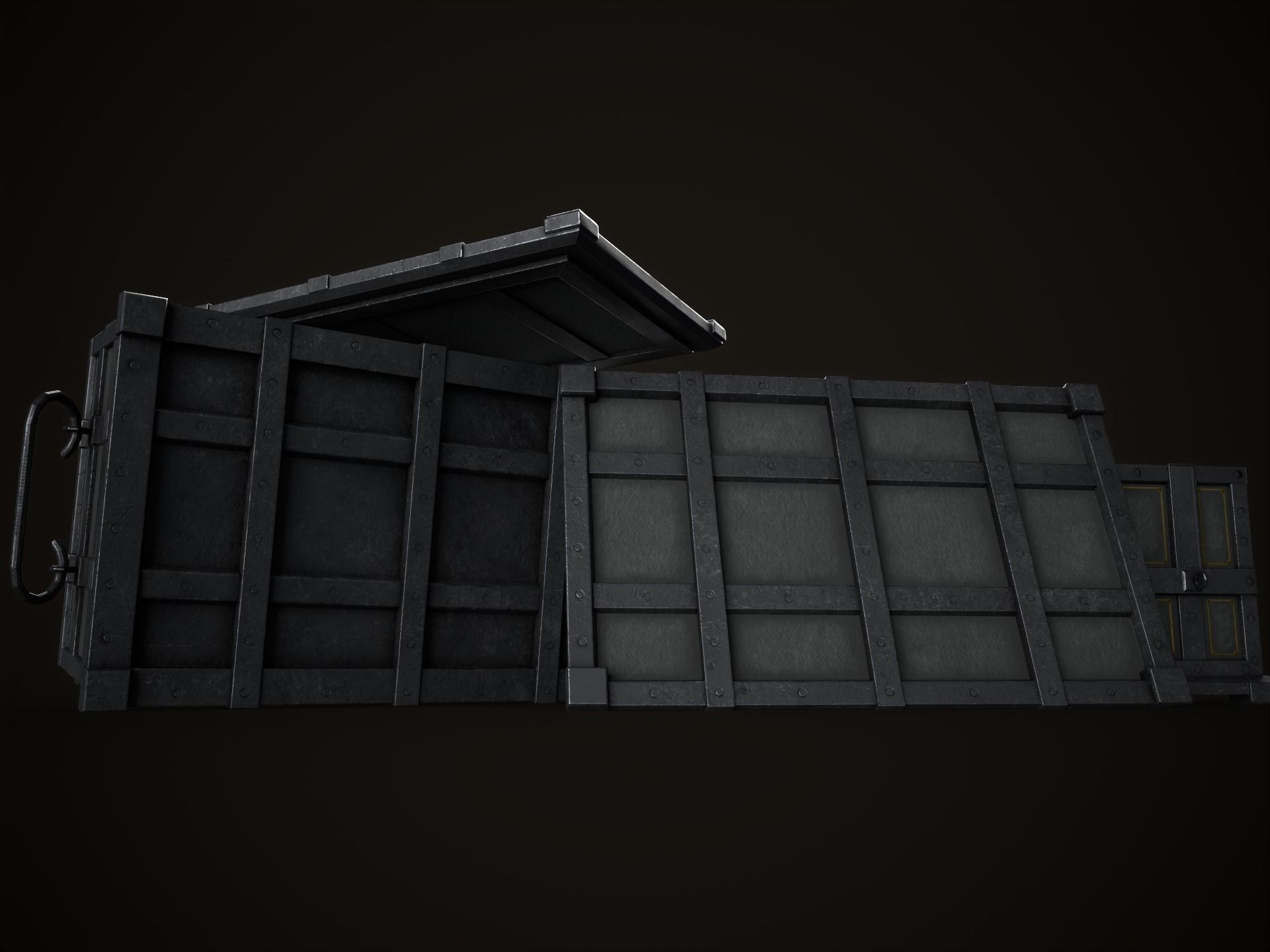 Game Ready Metal Crate with Lid Low-poly 3D model_21