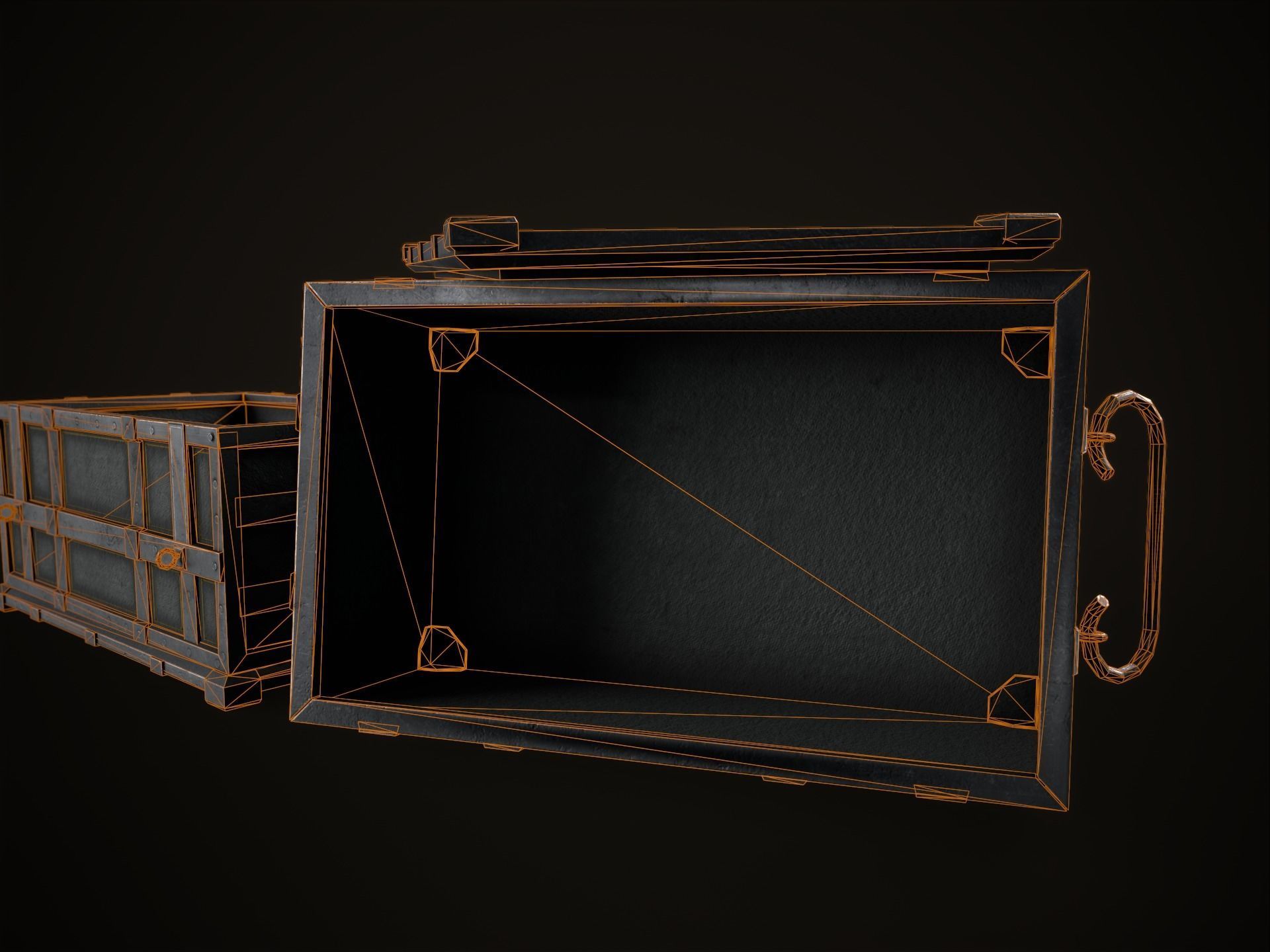 Game Ready Metal Crate with Lid Low-poly 3D model_8