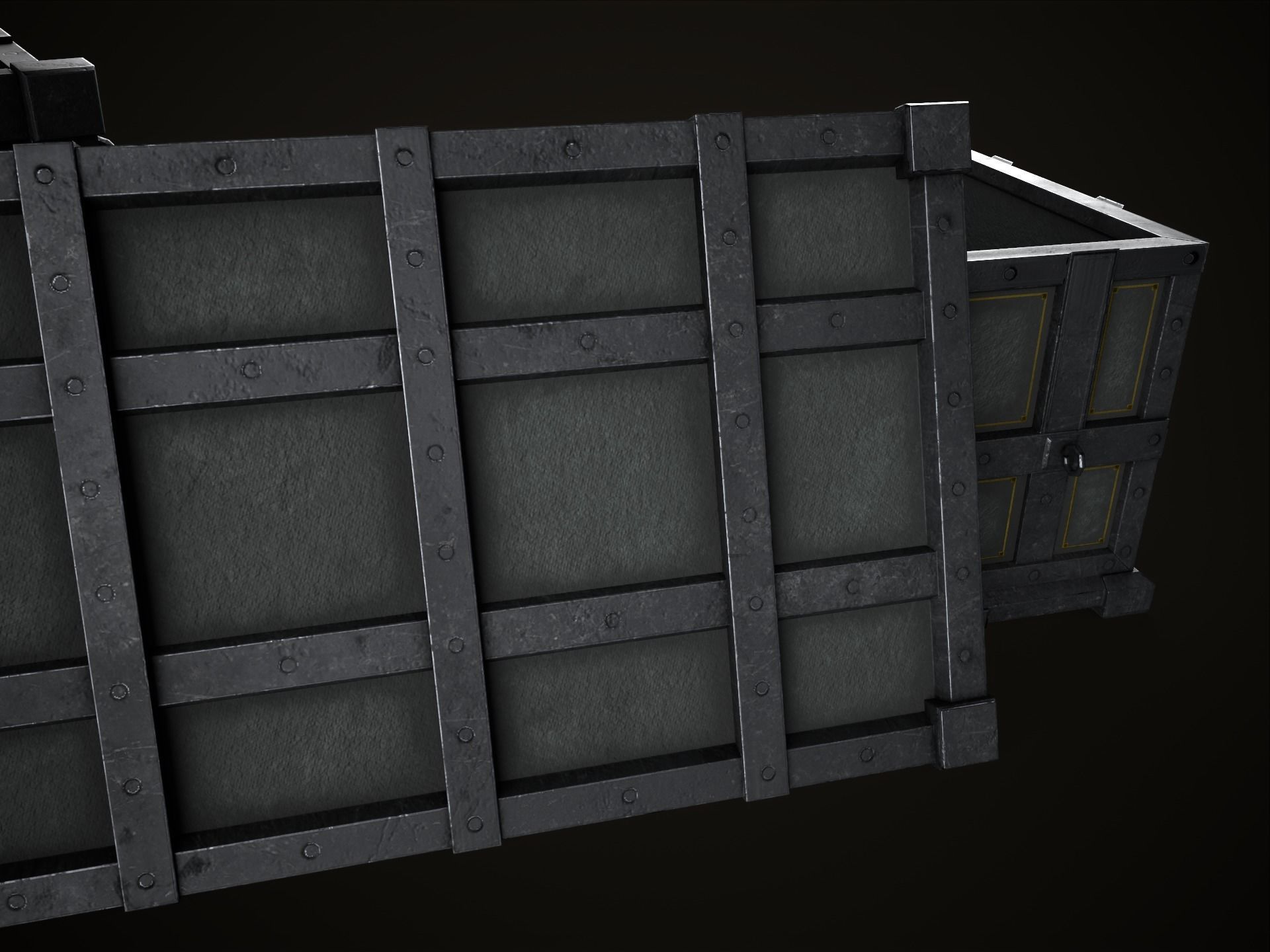 Game Ready Metal Crate with Lid Low-poly 3D model_13