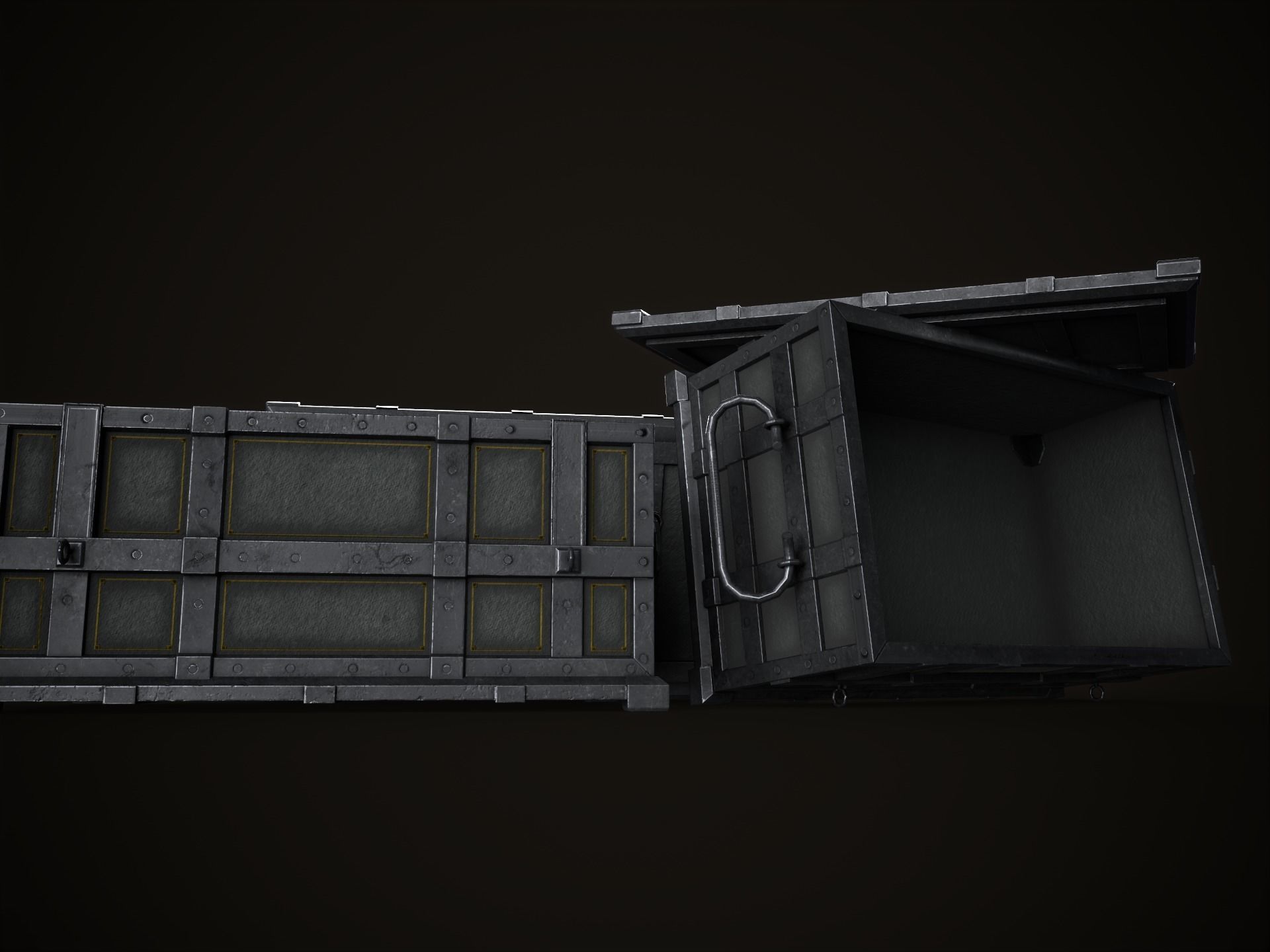 Game Ready Metal Crate with Lid Low-poly 3D model_23