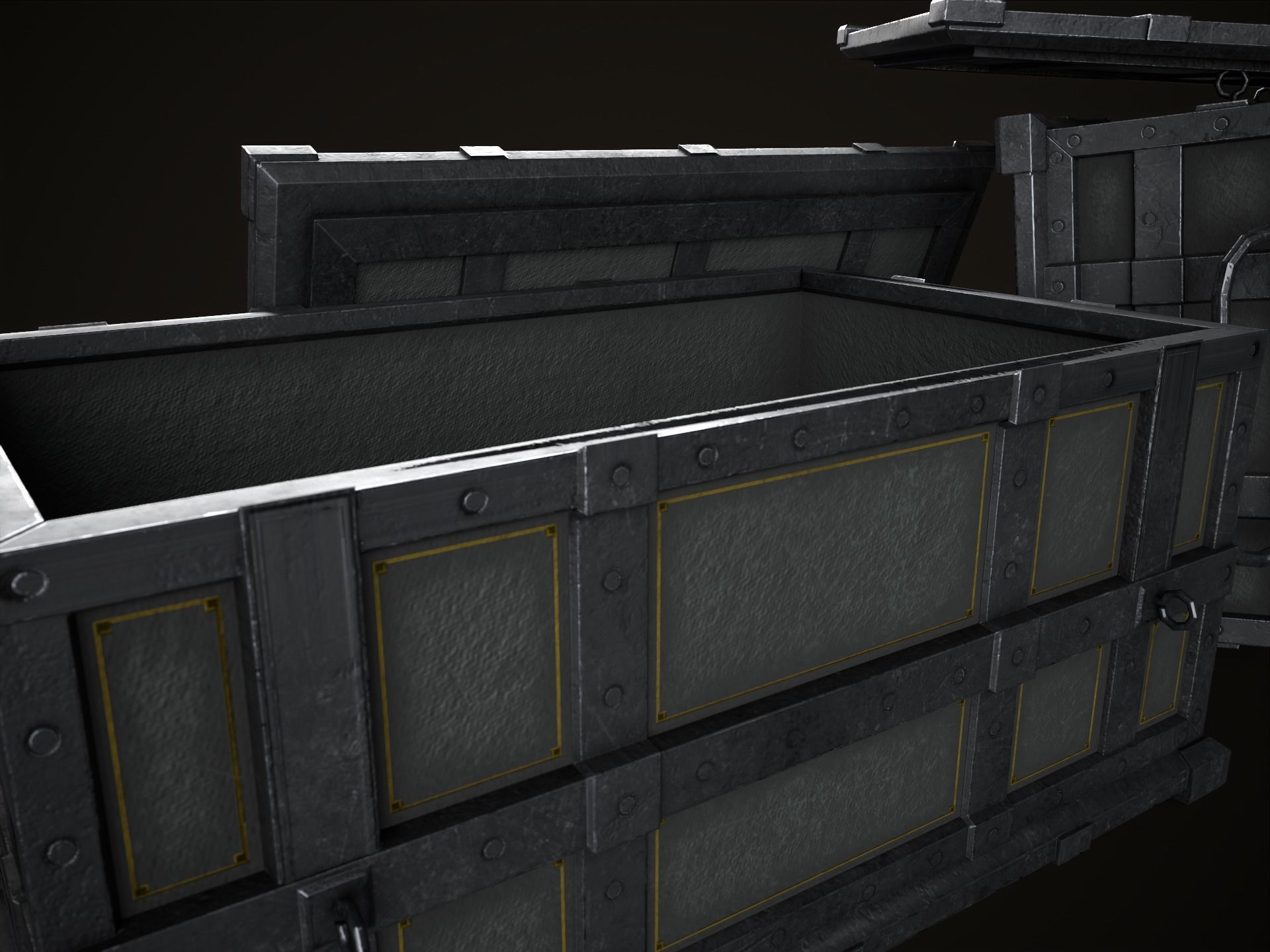 Game Ready Metal Crate with Lid Low-poly 3D model_19